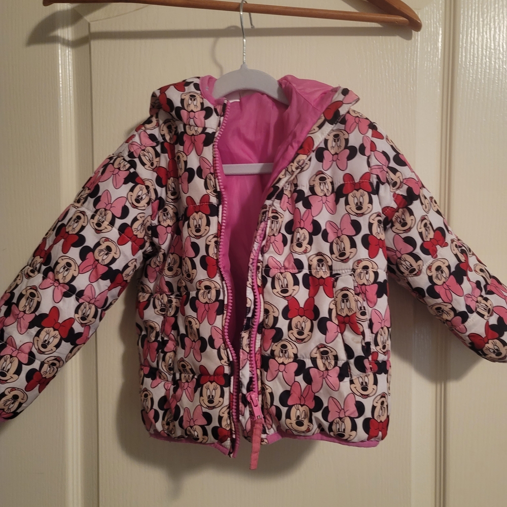 Disney Minnie Mouse Patterned Pink Puffer Jacket